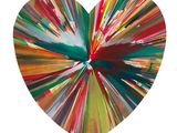painting of a colorful heart with a white background