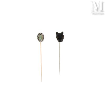 Épingle Épingle en or rose 18K (750°/°°) orné d'un cabochon … - Photo 1