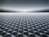 an image of a black and white geometric background with a sky in the background