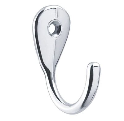 a close up of a metal hook on a white background