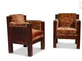 paire de fauteuils Art déco avec coussins rembourrés