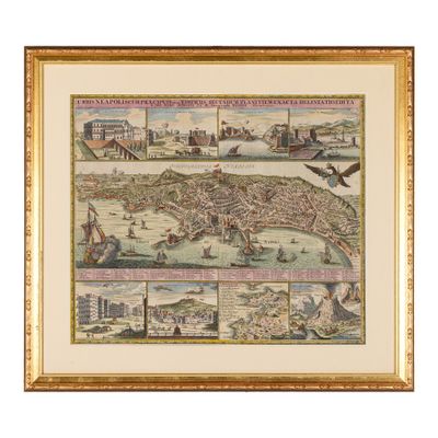 an old map of the city of london in a gold frame
