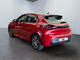 the rear end of a red car in a showroom