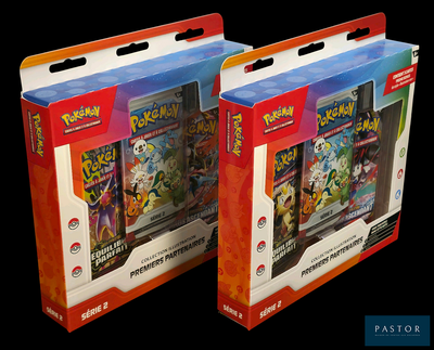 deux paquets de cartes à collectionner Pokémon dans la boîte