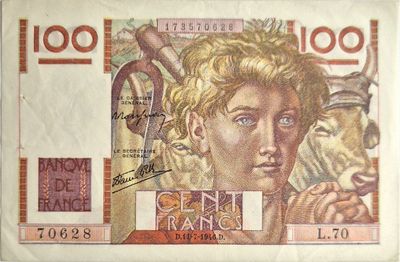 100 francs jeune paysan 11/7/1946 , SPL