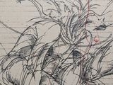 drawing of a man riding a horse on a sheet of paper