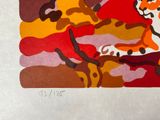 a picture of a painting of a tiger on the wall