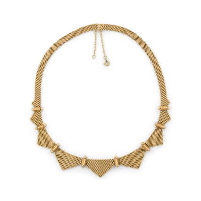 un collier ras-du-cou en or orné de motifs géométriques et d'une chaîne