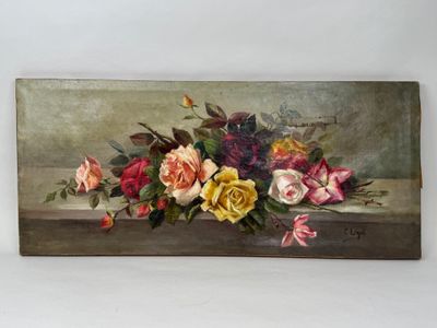 a picture of a painting of flowers on a table
