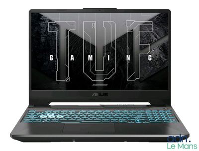 the asus tuf gaming laptop is open on a white background