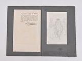 an open book with a drawing of a man and a woman