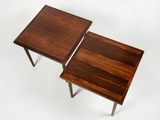 pair of mid century walnut side tables