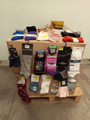 many pairs of socks that are on a pallet