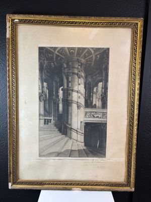une vieille image représentant une photo en noir et blanc d'un bâtiment