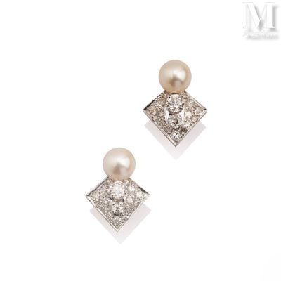 Boucles d'oreilles perles et diamants