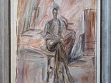 painting of a man sitting on a chair in a room