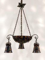 Lustre coupole en pâte de verre multicolore teintée dans la …