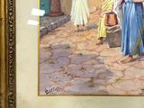 a picture of a painting of a woman carrying a basket