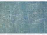 une peinture abstraite composée de lignes bleues et blanches sur un fond bleu