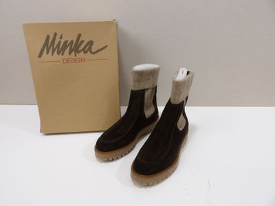 MINKA - Taile 38 - Bottines modèle jeanne en cuir suédé marr…
