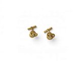 a pair of gold plated cufflinks with a knot