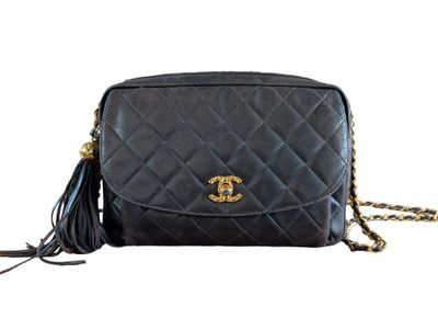 chanel black quilted leather cross body bag