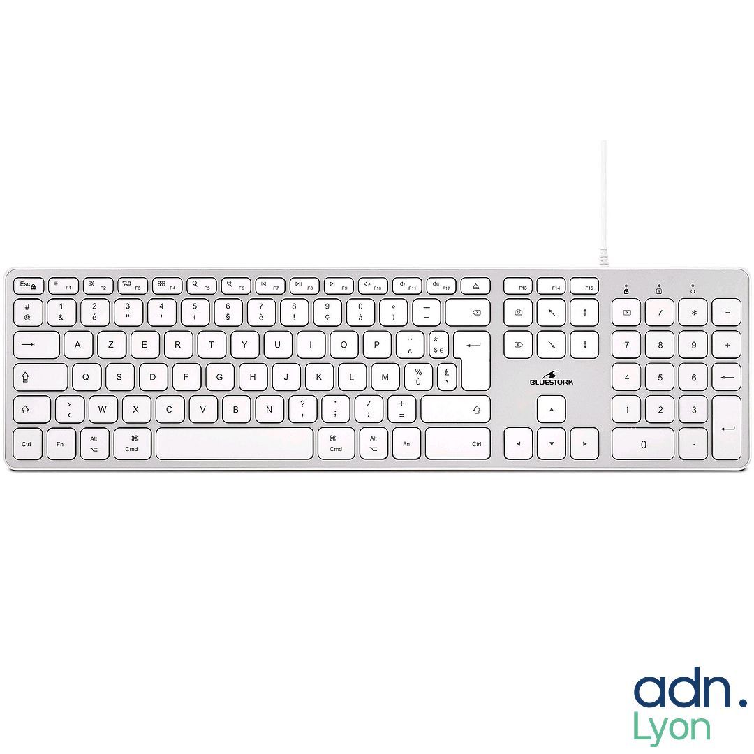 Clavier Bluestork pour Mac filaire Blanc - Fonctionne parfai…