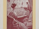 a picture of a woman sitting at a table in front of a man