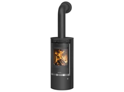 a black wood burning stove on a white background