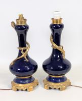 Paire d'anciennes lampes à pétrole transformées, en porcelai… (photo 4)