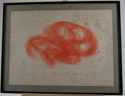 a picture of a picture of a red cloud in a black frame