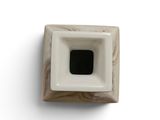 square white ceramic vase with a black square in the middle