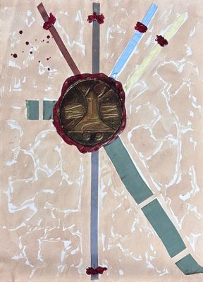 une photo d'un tableau représentant une horloge sur une feuille de papier