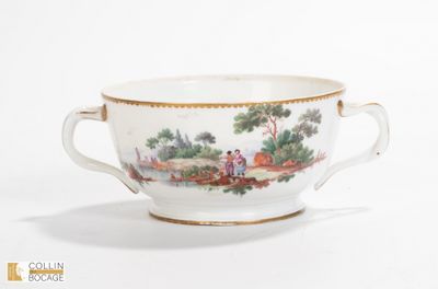 Bouillon à prise double, décor de scènes champêtres