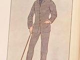 a drawing of a man in a suit and top hat