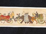 a picture of a picture of a group of people riding in a horse drawn carriage