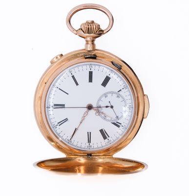 an image of a gold pocket watch with roman numerals on the face