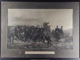painting of a group of men standing on a hill in front of a crowd of people