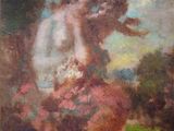 une peinture représentant une femme tenant un enfant dans ses bras