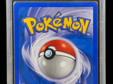 the card is in a plastic case with a pokemon logo on it