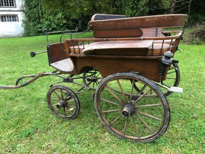 Wagonnette en bois verni à 4 roues, pour âne ou poney, roues…