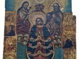 an old painting of a woman with a crown and other people