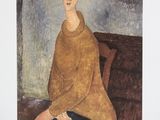 l'image d'un tableau représentant une femme assise sur un canapé