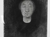 un dessin en noir et blanc représentant le visage d'un homme dans un carré