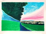 dessin représentant un tableau représentant un paysage avec des arbres et une route