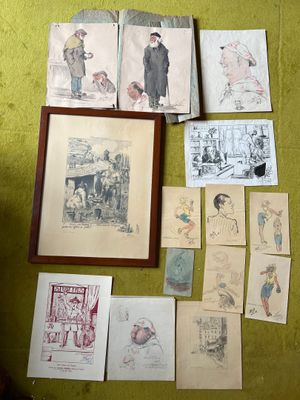 il y a beaucoup de dessins sur le mur de cette pièce