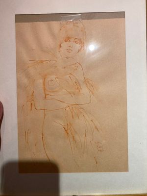 Claude FALBRIARD (XXe). FEMME NUE DEBOUT, Feutre signée en b…