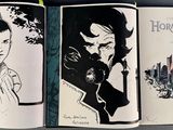 a book with a drawing of a woman and a man