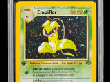 a close up of a pokemon card on a black background