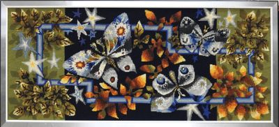 cross stitch picture of a picture of flowers in a frame